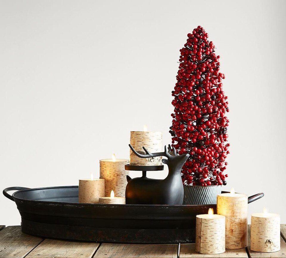 Premium Flicker Flameless Birch Wax Pillar Candle Pottery Barn Australia